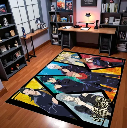 Discover Jujutsu Satoru Collage Rug, Anime Fan Room Decor