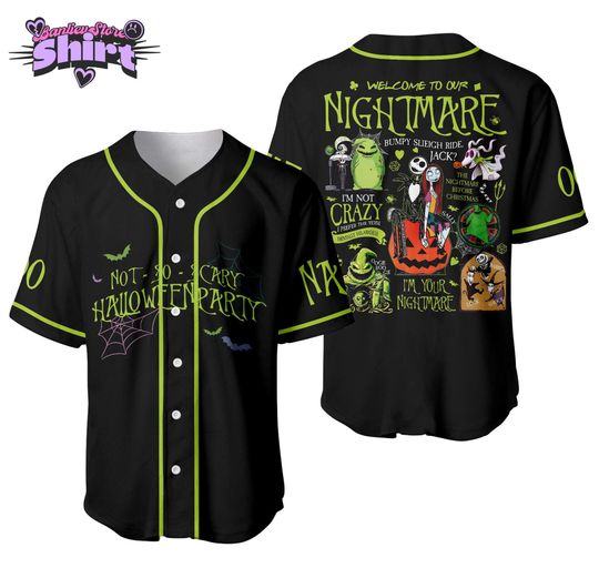 Discover Not So Scary Halloween Party Personalized Baseball Jersey, Halloween Jersey Shirt Gift, Nightmare Before Christmas Jersey, Halloween Shirt
