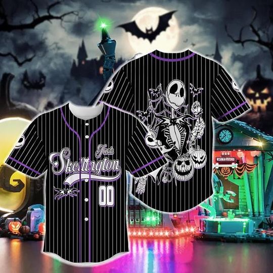 Discover Personalized Skellington Nightmare Christmas Baseball Jersey,Jack and Sally Nightmare before Christmas,Halloween Oogie Boogie Baseball Shirt