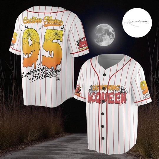 Discover Custom Cars Lightning McQueen Halloween Baseball Jersey, Kids and Adults Family Matching Outfit, Personalized Jersey Shirt