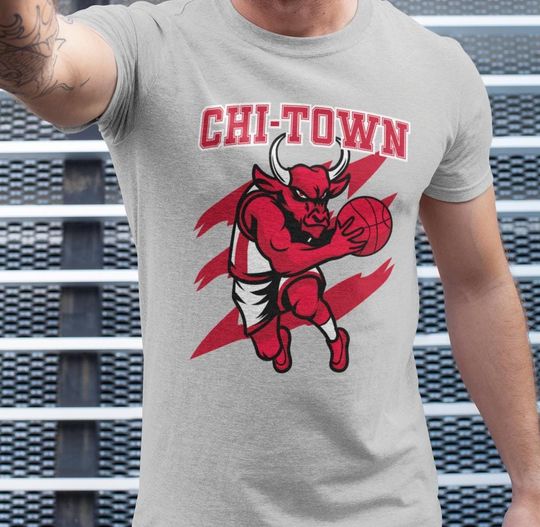 Chicago Basketball Crew Neck T-Shirt Vintage Chi-town Sports Fan Gift Chicago Sports Apparel