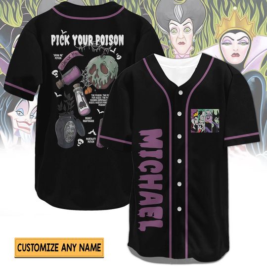 Halloween Pick Your Poison Shirt, Disney Villain Baseball Jersey, Disney Witch Horror Jersey, Disneyland Halloween Baseball Shirt