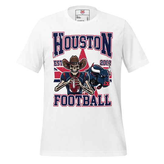 Discover Houston Football Fan Gift T-Shirt Skeleton Player H-Town Sports Apparel