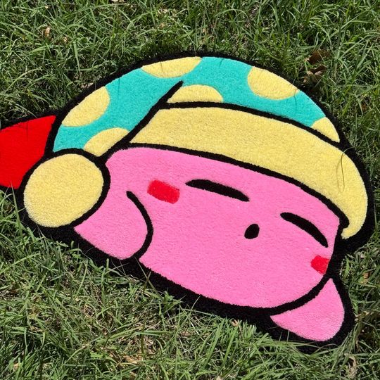 Discover Sleepy Pink Anime Rug - Kawaii Home Decor, Cute Character Gift for Gamer Girl