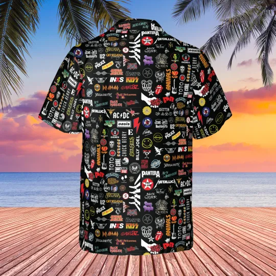 80s Rock Hawaiian Shirt, Classic Band Retro Music Apparel