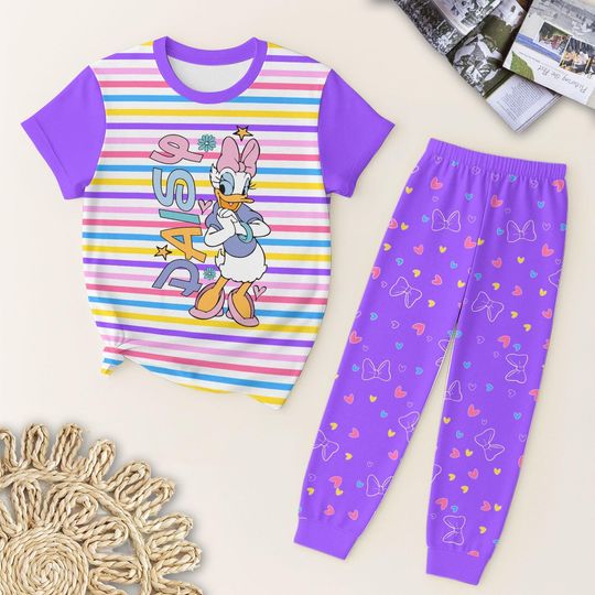 Cartoon Duck Pajamas Set, WDW Matching Tee, Magic Kingdom Shirt, Cute Pajamas Set, Birthday Gift, Pjs for Kid Adult