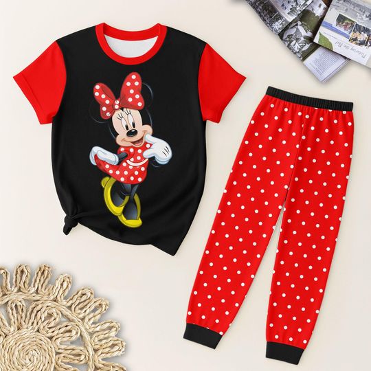 MK Mouse Pajamas Set, Cartoon Matching Shirt, Holiday Sleepwear, WDW Trip Shirt, Magic Kingdom Gift for Her