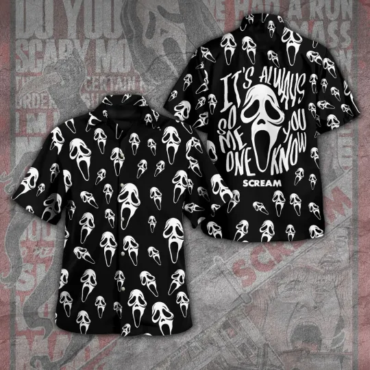 Discover Ghostface 3D Hawaiian Shirt for Horror Movie Fans