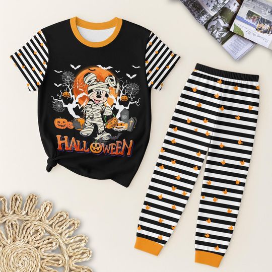 Discover WDW Halloween Pajamas Set, Cartoon Mummy Mouse Sleepwear, Ghost Pumpkin Shirt, Spooky Season Clothing, Magic Kingdom Gift