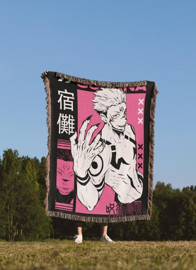 Discover Sukuna Woven blanket, Jujutsu Satoru blanket, Anime blanket, JJK Woven blanket, Anime Graphic blanket, Gift For Him, Gifts For Her