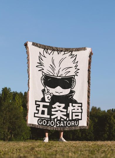 Jujutsu Satoru Woven Blanket, JJK Gojo Gift, Satoru Blanket, Christmas Gift