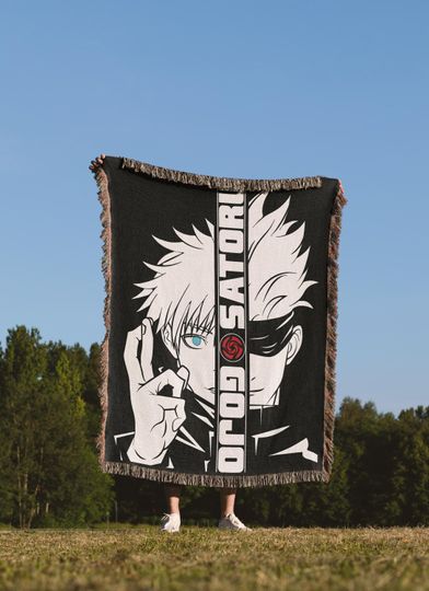 Satoru Gojo Woven Blanket, Jujutsu Satoru Anime Graphic, Gift for Him or Her