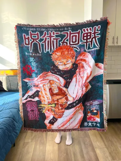 Discover Jujutsu Satoru Sukuna Tapestry Anime Woven Woven Blanket Room Decor