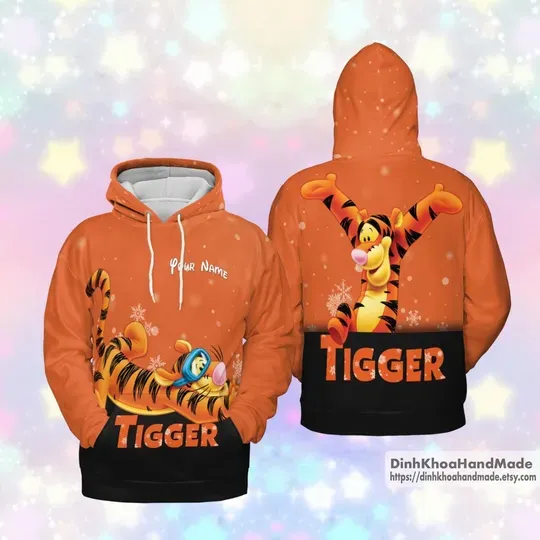 Personalized Disney Tigger Hoodie, Winnie The Pooh Hoodie, Tigger Christmas Hoodie, Disney Cartoon Hoodie