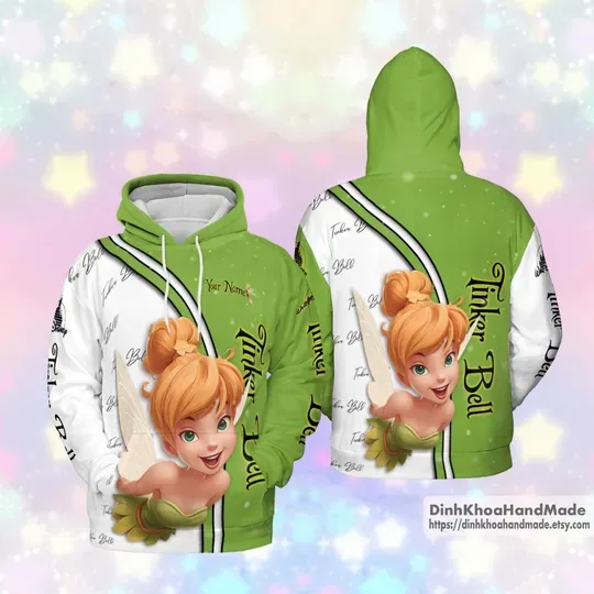 Personalized Tinker Bell Princess Hoodie, Disney Princess Hoodie Women, Gift For Her