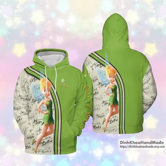 Custom Name Tinker Bell Princess Hoodie, Disney Princess Hoodie Women, Gift For Her