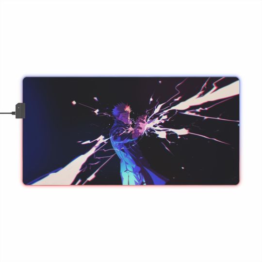 Anime Gaming Mouse Pad, Yuji Itadori from Jujutsu Satoru, LED Desk Pad, Gamer Gift, Custom Mouse Mat, RGB Mousepad