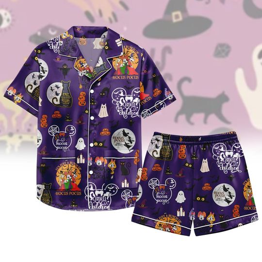 Discover Disney Halloween Hocus Pocus  Pajamas, Mickey and Friends Pajamas Set, Spooky Season Shirt, Disney Spooky Shirt