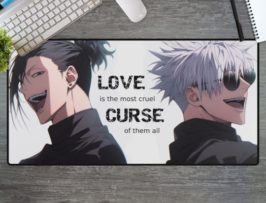 Jujutsu Satoru Desk Mat - Satoru Gojo & Suguru Geto Anime Theme, XL Gaming Mousepad & Desk Accessory