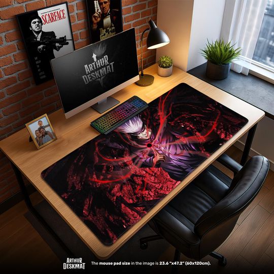 Gojo Red Technique Mouse Pad - Jujutsu Satoru Anime Desk Mat, Cursed Energy Gaming Setup