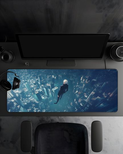 Sorcerer Gojo Blue Eyes Anime Desk Mat, JJK Mousepad, Large Gaming Desk Mat