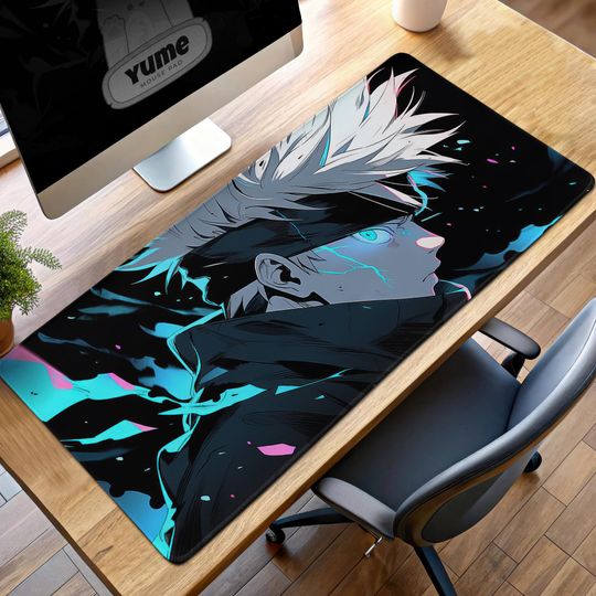 Gojo Satoru Gaming Mouse Pad, Jujutsu Satoru Desk Mat, Anime Fan Gift, Cursed Energy Gaming Pad