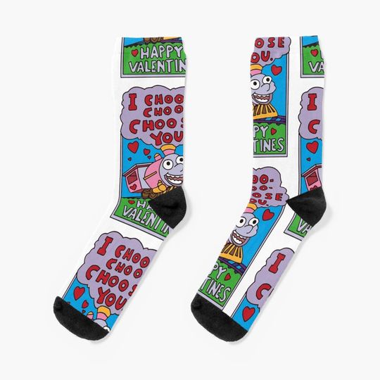 I choo-choo - choose you - Happy Valentines Socks, Simpson Funny, Gift for Fan