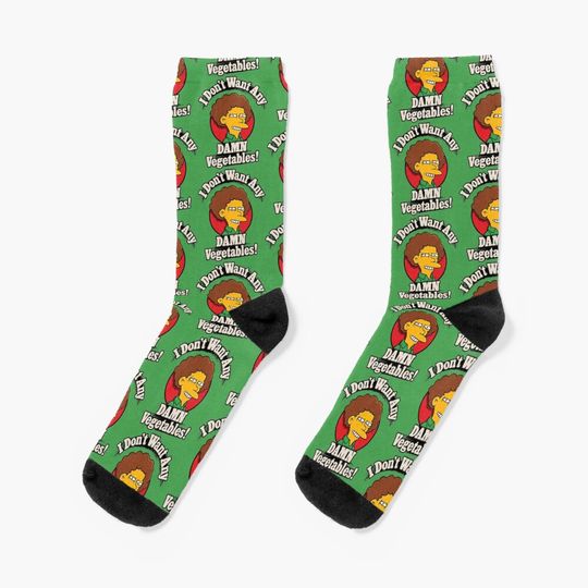 Discover I Don't Want Any Damn Vegetables Socks, Simpson Funny, Gift for Fan