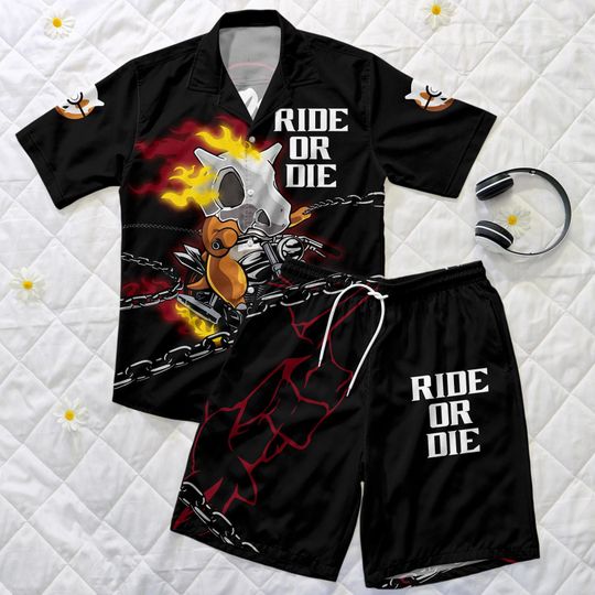 Discover Cubone Hawaiian Shirt, Ride or Die Hawaii Set, Skull Style Summer Outfit