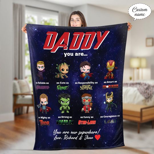 Discover Personalized Marvel Daddy You Are Fleece Blanket, Avengers Dad Blanket, Fathers Day Blanket
