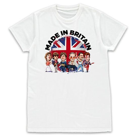 Made In Britain Adult Music T-Shirt tshirt tee Unofficial Lennon, McCartney, Elton