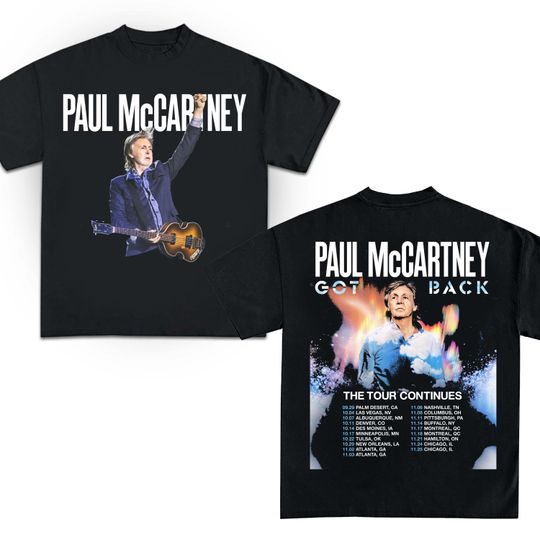 P mccartney Tour T Shirt The Beatles Art Vintage Poster Tee Unisex Women's Men's TShirt