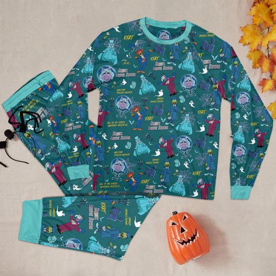 Vintage Muppets Haunted Mansion Pajamas Set, Welcome Foolish Mortals Pajamas, Hitchhiking Ghosts Sleepwear, Halloween Pajamas For Kid Adult
