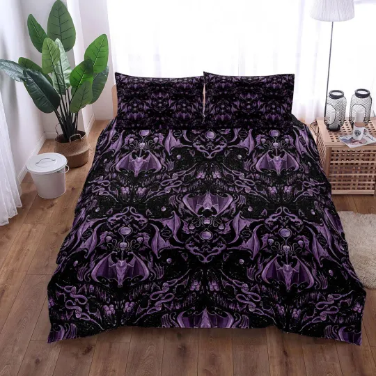Discover Purple Bat Quilt Duvet Cover Queen Set