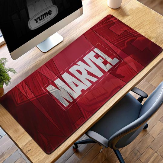 Marvel Superhero Gaming Mouse Pad, Avengers Desk Mat, Comic Book Desk Pad, Red Marvel Mousepad, Hero Gamer Gift