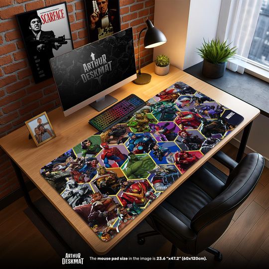 Marvel Rivals Mouse Pad - Avengers Superhero Desk Mat with Spiderman, Iron Man, Groot & More, Gaming Gift for Fans