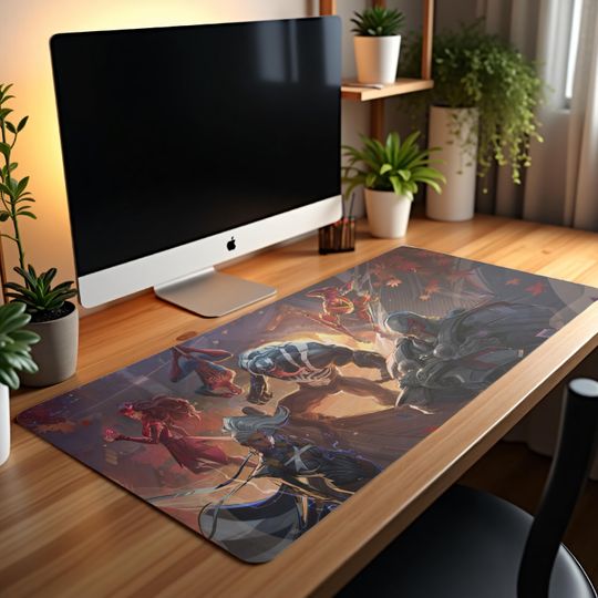 Discover Marvel Rivals, Aesthetic Desk Pad, Gaming Mousepad XL, Art Nouveau Inspired Desk Mat, Mouse Pad