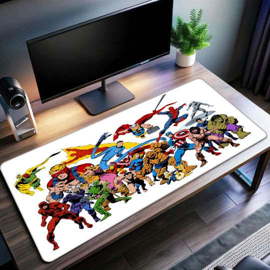 Marvel Characters Desk Mat | Marvel Comic Mouse Pad | Premium Print Surface | Personalized Desk Mat | Smooth Glide Control
