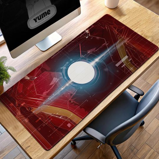 Iron Man Arc Reactor Gaming Marvel Avengers Desk Mat, Iron Man Tech Design Desk Pad, Superhero Mousepad, Gamer Gift