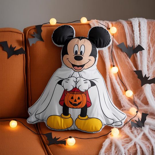 Mickey Ghost Halloween Pillow, Mickey Ghost Pillow, Spooky Pillow Gift, Disney Halloween Pillow