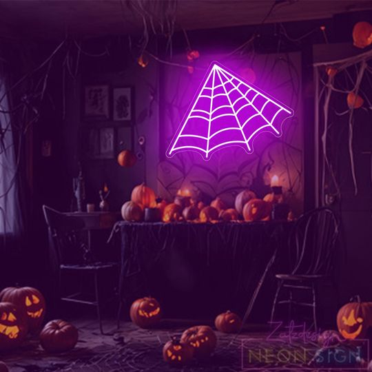 Spider Web Neon Sign,Spiderweb Led Sign,Halloween LED Neon Sign,Spiderweb Corner Decor,Gothic Decor,Halloween Party Decor,Halloween Gifts