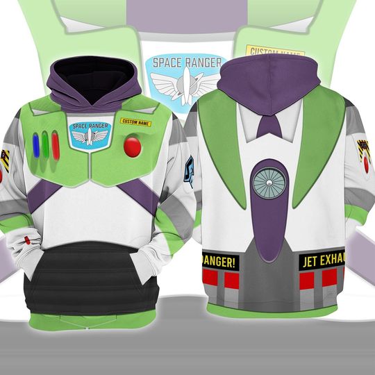 Personalized Toy Story Buzz Lightyear Full Over Print Hoodie, Space Ranger, Buzz Lightyear Cosplay Sweatshirt, Toy Story Costume Shirt