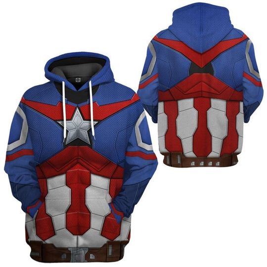 Sam Wilson Captain America Full Over Print 3D Hoodie, Captain America Cosplay Shirt, Avengers Superhero Sweatshirt, Captain America Shirt
