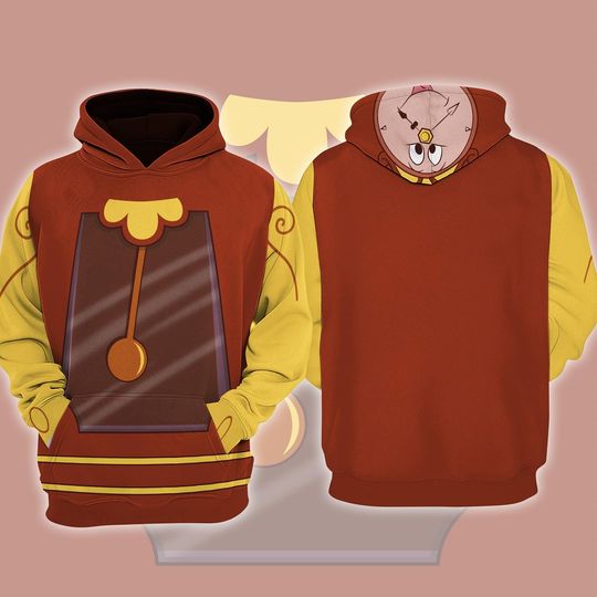 Cogsworth All Over Print Hoodie, Beauty And The Beast Halloween Cosplay Costume 3D Hoodie, Cogsworth Clock Costume Tee
