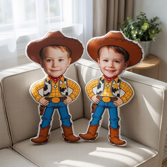 Custom Disney Woody Face Photo Pillow, Pixar Toy Story Pillows, Woody Pillows, Toy Story Birthday Dolls Gift, Pixar Lover Gift