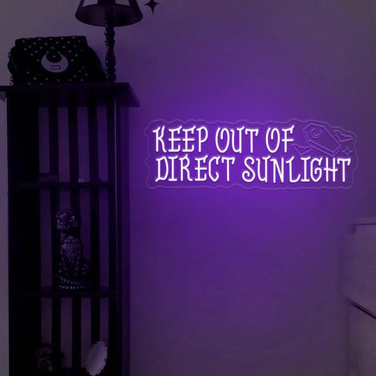 Keep Out Of Direct Sunlight Neon Sign,Funny Goth Neon Light,Coffin Led Light,Goth Neon Decor,Gothic Humor Sign,Halloween Neon Sign