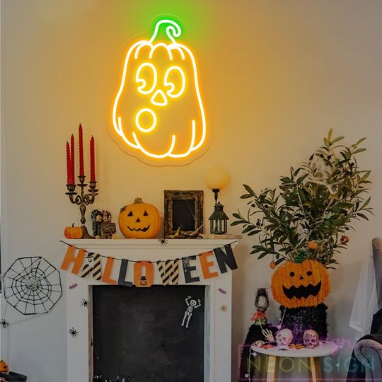 Cute Pumpkin LED Neon Sign, Halloween Neon Sign, Spooky Ghost Sign Pumpkin, Halloween Party Decor, Pumpkin Decor, Trick Or Treat, Fall Decor