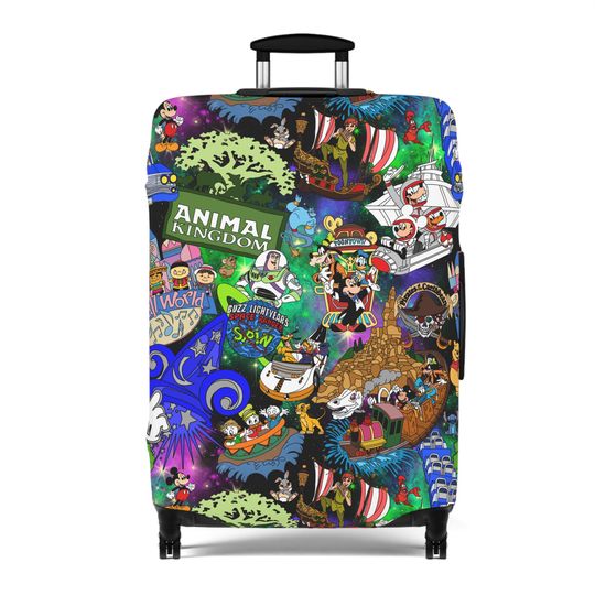 Disney Luggage Cover, Disney Parks Suitcase, Gift for Disney Fans, Mickey and Friends