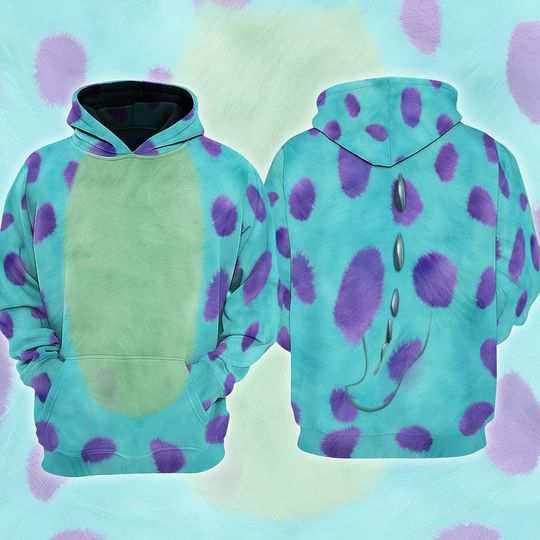 Monster Inc James Sullivan Halloween Cosplay Hoodie, 3D Monster Costume for Halloween Party