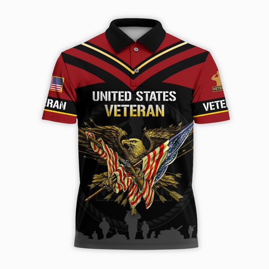 United States Veteran Polo Shirt, Military Polo Shirts, Military Dad Gifts